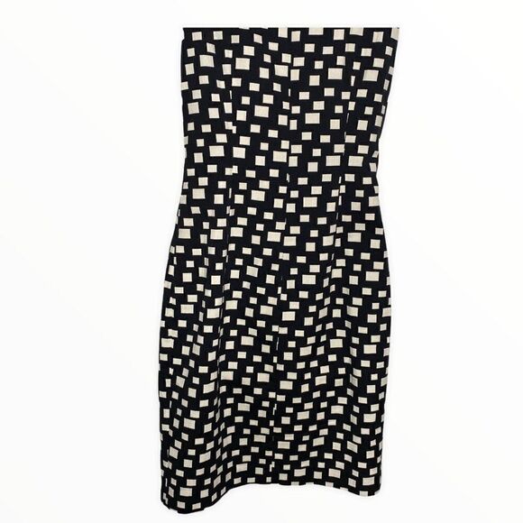 D. Exterior Sheath Pinafore Dress Black While - Picture 5 of 7